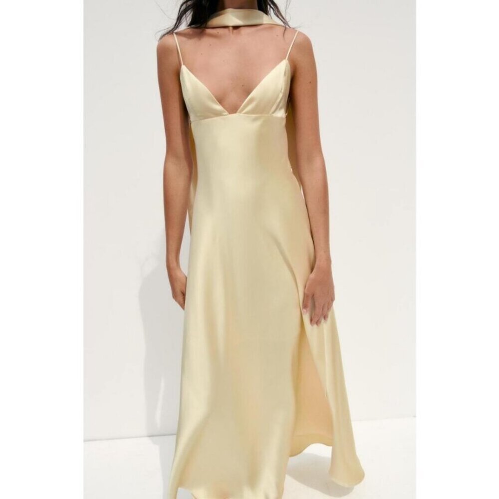 Gorgeous Zara NWT Satin Effect Foulard Dress Size XS